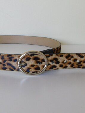 Leopard print leather belt